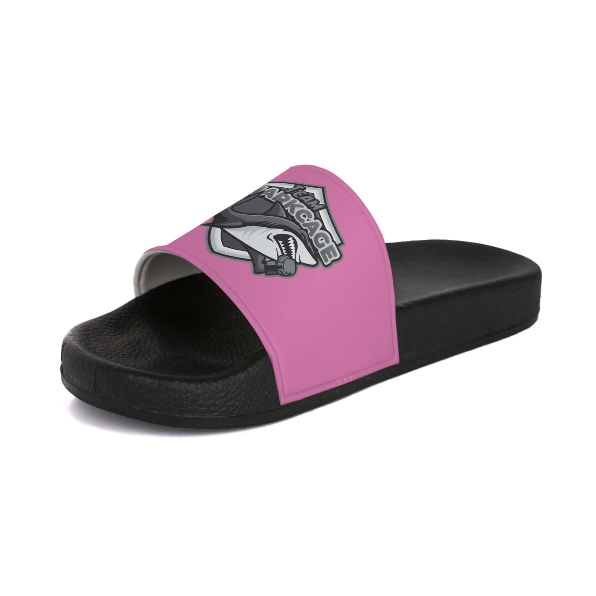 Stylish pink women's slide sandals by TeamSharkcage with cushioned sole – perfect for summer outings