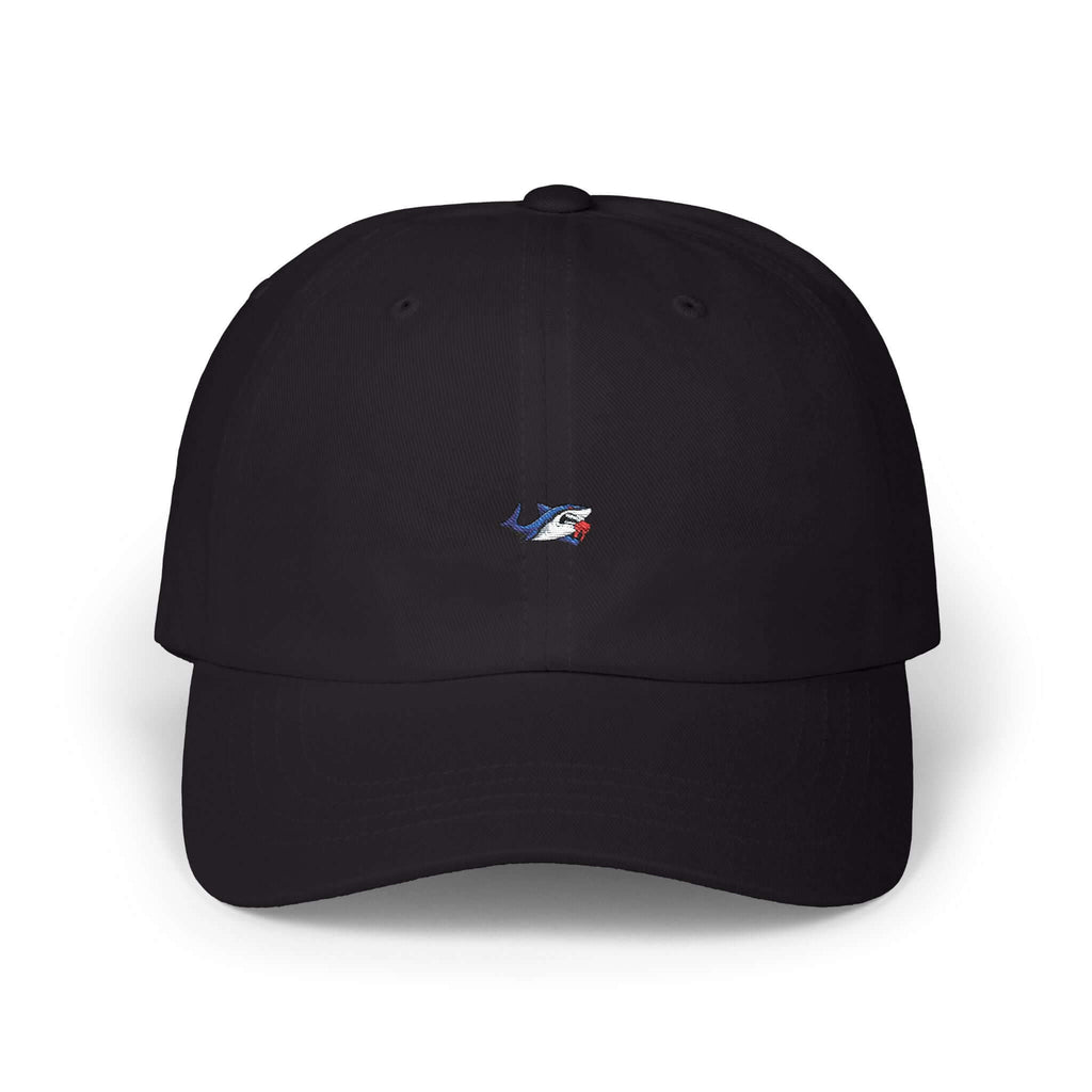 Classic black cap with TeamSharkcage logo, perfect for casual summer wear and everyday fashion.